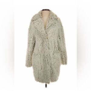 Anthropologie Cream Teddy Longline Jacket